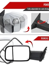 Spec-D Chrome Auto-Fold Side Mirror w/ LED Puddle & Turn Signal Light - Driver Side Only Ram 2500 | 3500 2019-2022                                     - RMX-RAM1925CHPATL-FS - Image 2