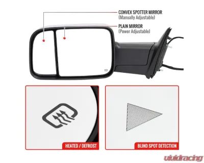 Spec-D Chrome Auto-Fold Side Mirror w/ LED Puddle & Turn Signal Light - Driver Side Only Ram 2500 | 3500 2019-2022 - RMX-RAM1925CHPATL-FS