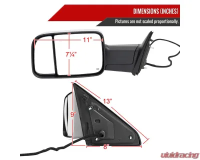 Spec-D Chrome Auto-Fold Side Mirror w/ LED Puddle & Turn Signal Light - Driver Side Only Ram 2500 | 3500 2019-2022 - RMX-RAM1925CHPATL-FS