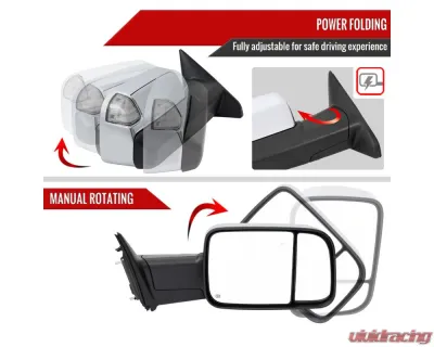 Spec-D Chrome Auto-Fold Side Mirror w/ LED Puddle & Turn Signal Light - Passenger Side Only Ram 2500 | 3500 2019-2022 - RMX-RAM1925CHPATR-FS