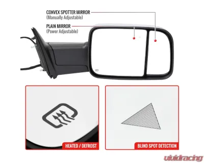Spec-D Chrome Auto-Fold Side Mirror w/ LED Puddle & Turn Signal Light - Passenger Side Only Ram 2500 | 3500 2019-2022 - RMX-RAM1925CHPATR-FS