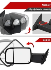 Spec-D Black Manual-Fold Side Mirror w/ LED Puddle & Turn Signal Light - Driver Side Only Ram 2500 | 3500 2019-2022                                     - RMX-RAM1925HP-FS-L - Image 2