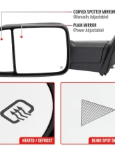 Spec-D Black Manual-Fold Side Mirror w/ LED Puddle & Turn Signal Light - Driver Side Only Ram 2500 | 3500 2019-2022                                     - RMX-RAM1925HP-FS-L - Image 3