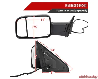 Spec-D Black Manual-Fold Side Mirror w/ LED Puddle & Turn Signal Light - Driver Side Only Ram 2500 | 3500 2019-2022 - RMX-RAM1925HP-FS-L