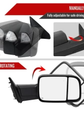 Spec-D Black Manual-Fold Side Mirror w/ LED Puddle & Turn Signal Light - Passenger Side Only Ram 2500 | 3500 2019-2022                                     - RMX-RAM1925HP-FS-R - Image 2