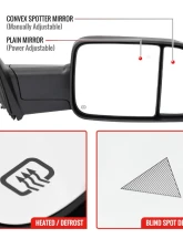 Spec-D Black Manual-Fold Side Mirror w/ LED Puddle & Turn Signal Light - Passenger Side Only Ram 2500 | 3500 2019-2022                                     - RMX-RAM1925HP-FS-R - Image 3