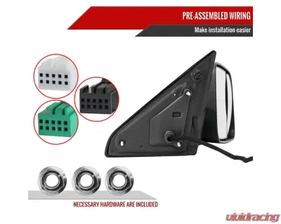 Spec-D Black Manual-Fold Side Mirror w/ LED Puddle & Turn Signal Light - Passenger Side Only Ram 2500 | 3500 2019-2022 - RMX-RAM1925HP-FS-R