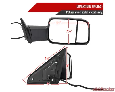 Spec-D Black Manual-Fold Side Mirror w/ LED Puddle & Turn Signal Light - Passenger Side Only Ram 2500 | 3500 2019-2022 - RMX-RAM1925HP-FS-R