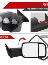 Spec-D Black Auto-Fold Side Mirror w/ LED Puddle & Turn Signal Light - Passenger Side Only Ram 2500 | 3500 2019-2022                                     - RMX-RAM1925HPATR-FS - Image 2