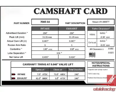 GSC P-D 290 | 290 Billet S4 Camshafts Nissan VR38DETT - 7045S4