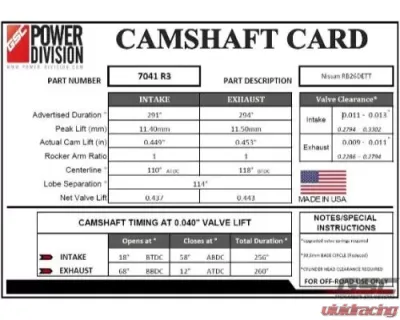 GSC Power-Division R3 Camshafts 291/294 Billet Nissan Skyline R32/R33 RB26DETT - 7041R3