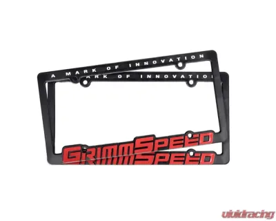 GrimmSpeed Pair Red Text License Plate Frame - 111050