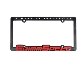 GrimmSpeed Single Red Text License Plate Frame