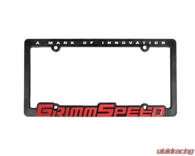 GrimmSpeed Single Red Text License Plate Frame - 111051