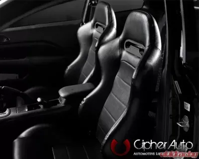 Cipher Auto Black Synthetic Leather Racing Seats - Pair - CPA1013PBK