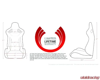 Cipher Auto Black Leather Carbon Fiber w/ Red Stitches AR-9 Revo Racing Seats - Pair - CPA2009RS-PCFBK-RDS