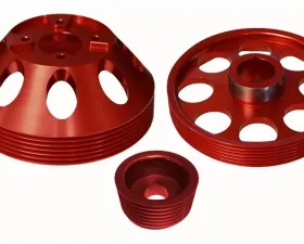 Torque Solution Red Lightweight Water Pump, Crank and Alternator Pulley Combo Hyundai Genesis Coupe 2010+