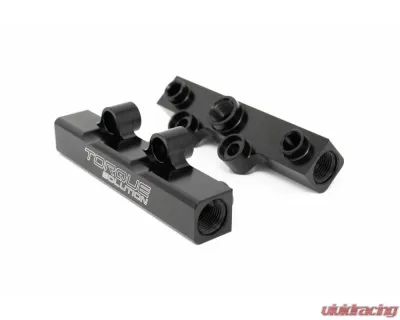 Torque Solution Black V2 Billet Aluminum Top Feed Fuel Rails Subaru WRX | STI | Legacy GT | Forester XT 2002-2021 - TS-SU-400BK.2