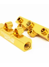 Torque Solution Gold V2 Billet Aluminum Top Feed Fuel Rails Subaru WRX | STI | Legacy GT | Forester XT 2002-2021                                     - TS-SU-400G.2 - Image 2