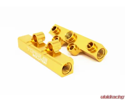 Torque Solution Gold V2 Billet Aluminum Top Feed Fuel Rails Subaru WRX | STI | Legacy GT | Forester XT 2002-2021 - TS-SU-400G.2