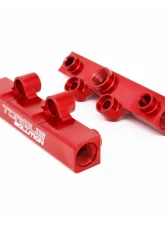Torque Solution Red V2 Billet Aluminum Top Feed Fuel Rails Subaru WRX | STI | Legacy GT | Forester XT 2002-2021                                     - TS-SU-400R.2 - Image 2