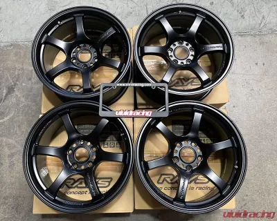 GramLights 57DR Wheel Set of 4 Mitsubishi EVO 17x9 5x114.3 38mm Semigloss Black - VR-151104383