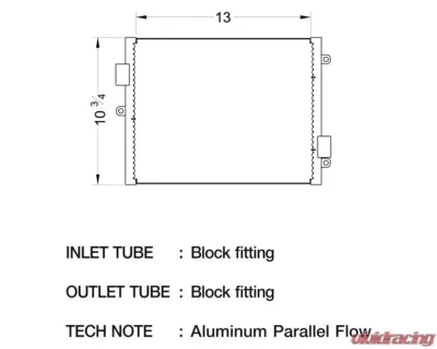 CSF A/C Condenser Left for Porsche Cayman 2.7L 2007-2008, 13" x 10.75" Block Fitting - 10545