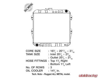 CSF Radiators Engine Coolant Radiator for Toyota 4Runner 1985-1988, Pick Up 1988-1995, 3 Rows - 2306