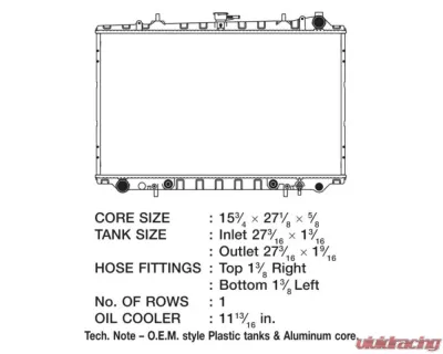 CSF Radiators OEM Plastic Radiator for Nissan 300ZX 1990-1996, Aluminum Core, 15 13/16" Length - 2463