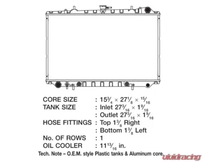 CSF Radiators Engine Coolant Radiator for Nissan Maxima 1989-1994, Plastic-Aluminum, 1 Row - 2464