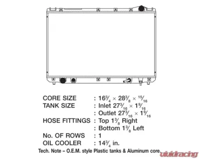CSF Radiators Plastic Engine Coolant Radiator for Lexus ES 1994-1996, Toyota Avalon 1995-1999, Camry 1994-1996 - 2469