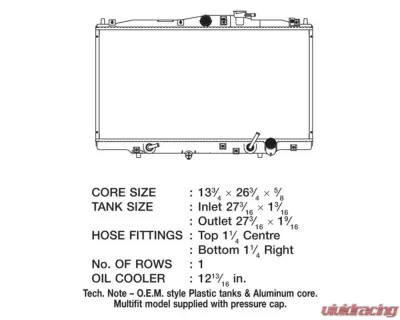 CSF Radiators Engine Coolant Radiator for Acura CL 1997, Honda Accord 1994-1997, Prelude 1997-2001, Plastic Tank-Aluminum Core - 2605