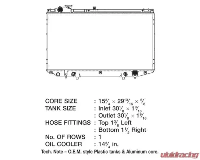 CSF Radiators OEM Plastic Engine Coolant Radiator for Lexus GS 1998-2005, 15 13/16" x 29 13/16" - 2606