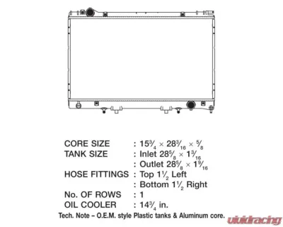 CSF Radiators OEM Plastic Radiator for Lexus LS 1995-2000, 15 13/16" Core, Aluminum - 2607