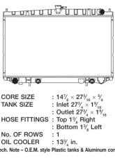 CSF Radiators OEM Plastic Engine Coolant Radiator for Nissan Altima 2000-2001, 25 3/16" x 19 3/16"                                     - 2614 - Image 2