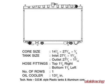 CSF Radiators OEM Plastic Engine Coolant Radiator for Nissan Altima 2000-2001, 25 3/16" x 19 3/16" - 2614