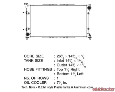 CSF Radiators OEM Plastic Radiator for Subaru Legacy 1995-1999, 1-Row Aluminum Core - 2619