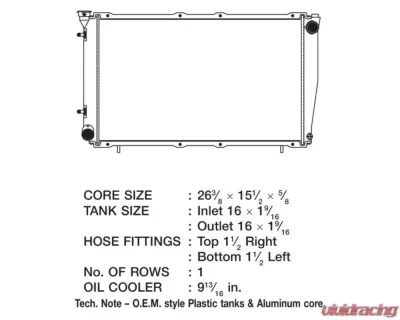 CSF Radiators Engine Coolant Radiator for 1998 Subaru Forester, Plastic-Aluminum, 26 3/8" Core - 2620