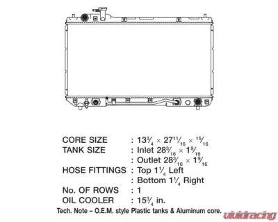 CSF Radiators OEM Plastic Engine Coolant Radiator for Toyota RAV4 1998-2001, 1 Row, Aluminum Core - 2624