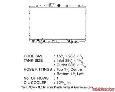 CSF Radiators OEM Plastic Radiator for Acura TL 1999-2001, Honda Accord 1998-2002, Aluminum Core - 2798