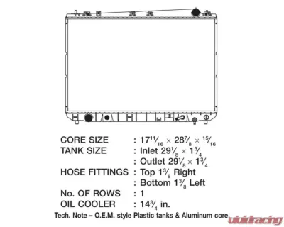 CSF Radiators Engine Coolant Radiator for Toyota Sienna 1998-2003, Plastic-Aluminum, 17 11/16" Core - 2817