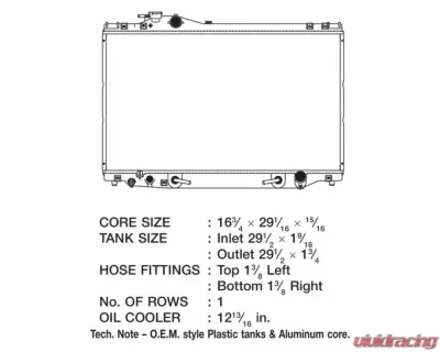 CSF Radiators Engine Coolant Radiator for Lexus SC 1992-2000, Plastic-Aluminum, 16 3/4" Core - 2936