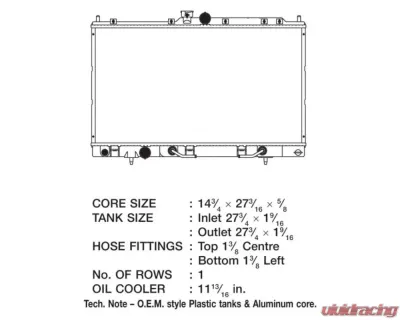 CSF Radiators OEM Plastic Radiator for Mitsubishi Lancer 2002-2007, Aluminum Core - 2942