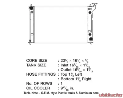 CSF Radiators OEM Plastic Radiator for Scion tC 2005-2010, Aluminum Core, 23 5/8" Length - 3138
