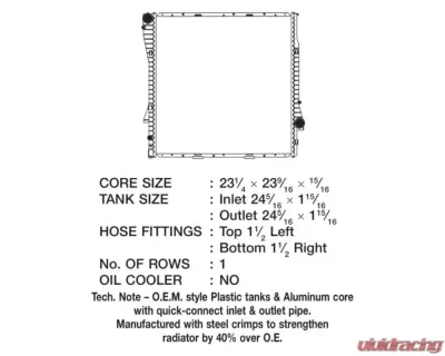 CSF Radiators OEM Plastic Radiator for BMW X5 2001-2006, 23.25" x 23.56" x 0.875" - 3179