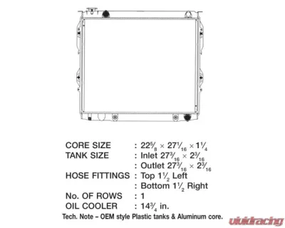CSF Radiators Engine Coolant Radiator for Toyota Tundra 2000-2006, Plastic-Aluminum, 22 5/8" Core - 3237