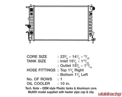 CSF Radiators Engine Coolant Radiator for Saturn L-Series 2000-2005, Plastic-Aluminum, 23.625" x 14.5" - 3239