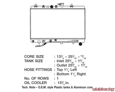 CSF Radiators Engine Coolant Radiator for Kia Rio 2003-2005, Plastic-Aluminum, Downflow - 3294