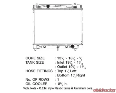 CSF Radiators OEM Plastic Radiator for Scion xD 2008-2014, Toyota Yaris 2007-2019, 1 Row - 3318