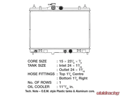 CSF Radiators OEM Plastic Radiator for Nissan Versa 1.8L 2007-2009, Aluminum Core - 3347